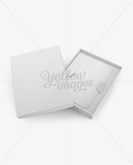 Gift Card in a Box Mockup - Halfside View (High-Angle Shot) - Free