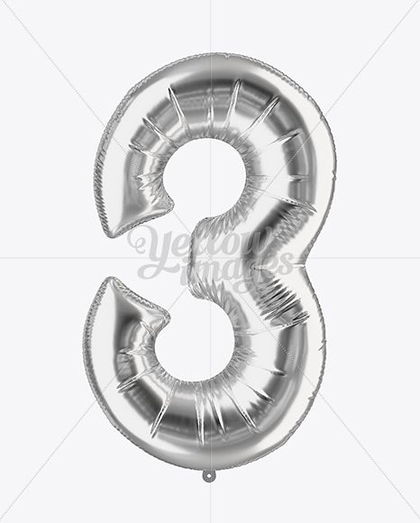 Number 3 Foil Balloon Mockup