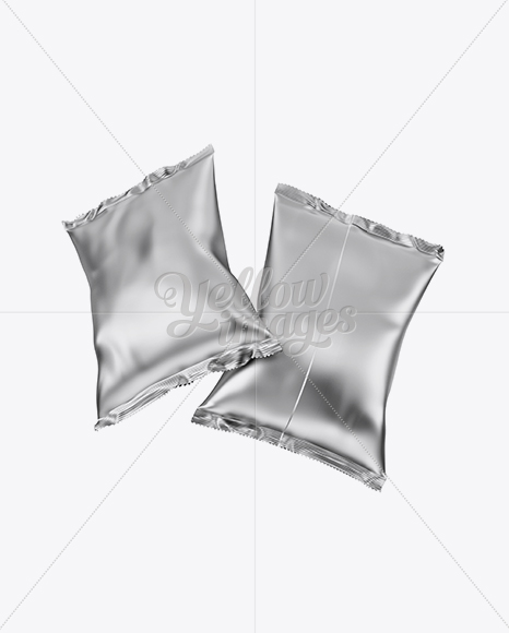 Two Metallic Snack Packages Mockup