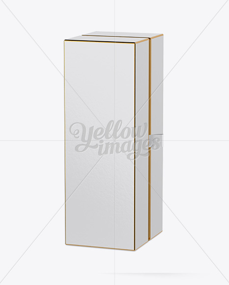 Stand Up Wine Box W/ Golden Edges Mockup - Half Side View (High Angle)