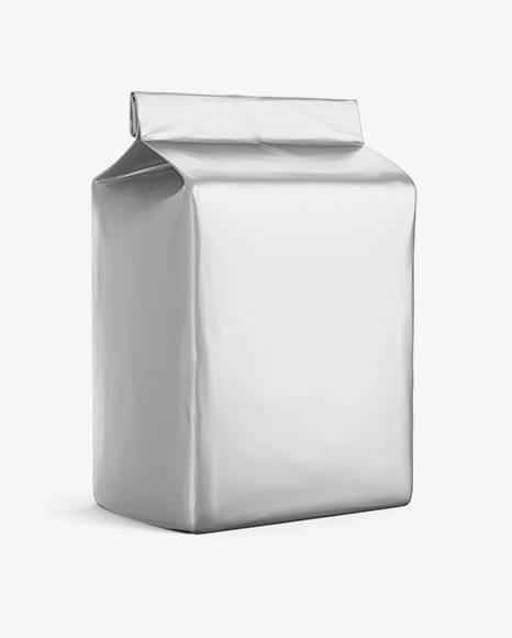 Matte Metallic Flour Bag Mockup - Halfside View (Eye-Level Shot)