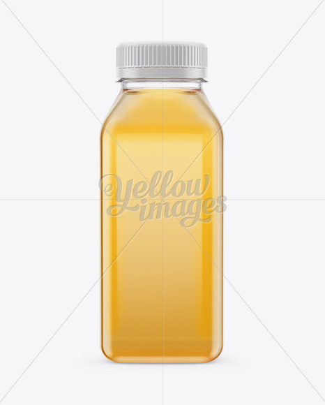 Clear Plastic Bottle With Apple Juice Mockup