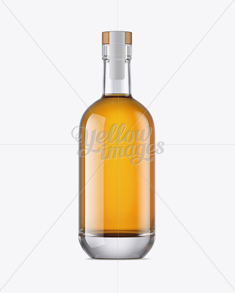 Glass Bottle W/ Whiskey Mockup