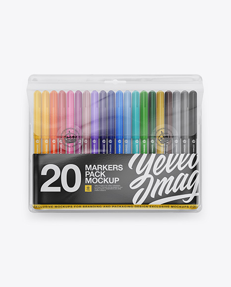 20x Markers Pack Mockup - Plastic+Card+Mockup+In+Stationery+Mockups+On+Yellow+Images+Object+Mockups