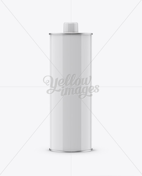 Olive Oil Glossy Tin Can w/ Cap Mockup - Front View