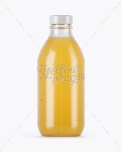 330ml Clear Glass Orange Juice Bottle Mockup