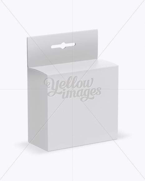 Matte Paper Box with Hang Tab Mockup - Half Side View (High Angle Shot)