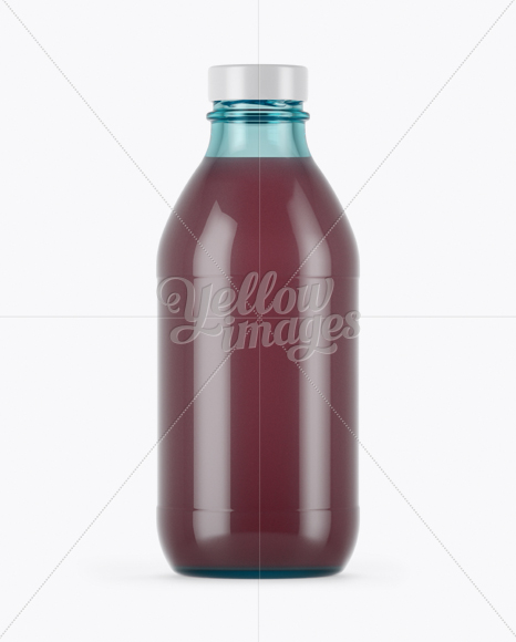 330ml Blue Glass Berry Juice Bottle Mockup