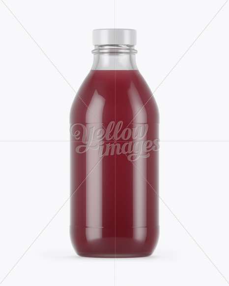 330ml Clear Glass Berry Juice Bottle Mockup