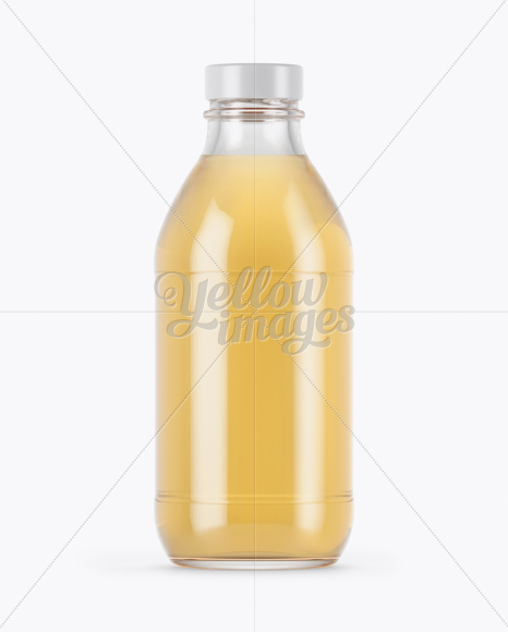 330ml Clear Glass Grape Juice Bottle Mockup