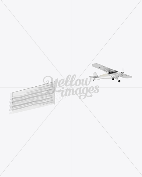 Airplane With Long Banner Mockup - Half Side View (Hero Shot)