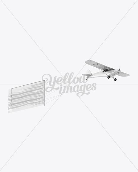 Airplane With Short Banner Mockup - Half Side View (Hero Shot)