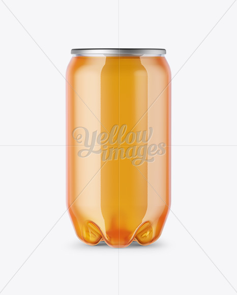 PET Can with Orange Drink Mockup