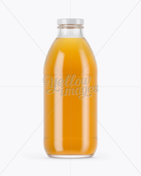 750ml Clear Glass Orange Drink Bottle Mockup