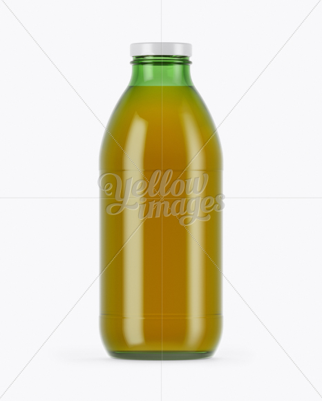 750ml Green Glass Orange Drink Bottle Mockup