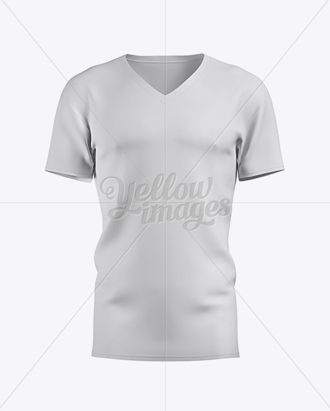 Men's T-Shirt With V-Neck Mockup - Front View