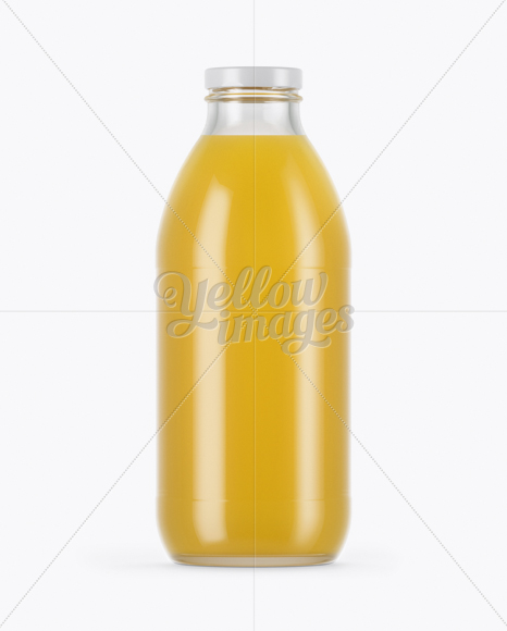 750ml Clear Glass Orange Juice Bottle Mockup