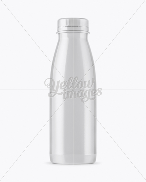 Glossy Plastic Dairy Bottle Mockup