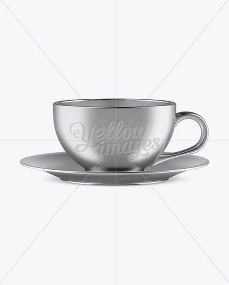 Metallic Coffee Cup W/ Sauser Mockup