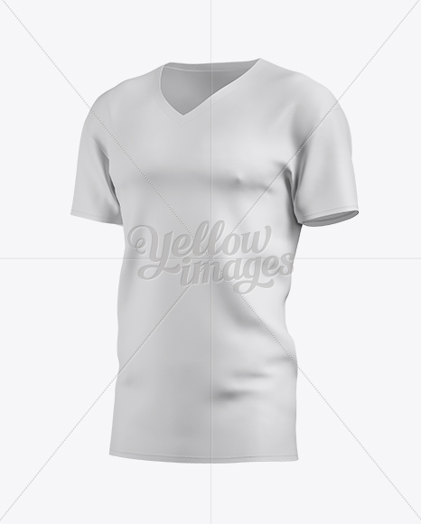 Men&#039;s T-Shirt With V-Neck Mockup - Half Side View