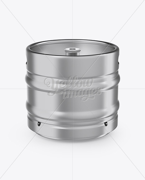 30L Metallic Beer Keg Mockup - Front View