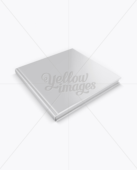 Glossy Square Book Mockup - Half Side View (High-Angle Shot)