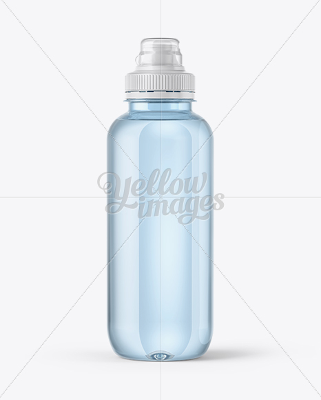 Blue Water Bottle with Sport Cap Mockup