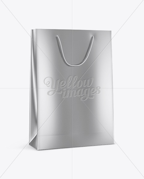 Metallic Paper Bag Mockup - Half Side View