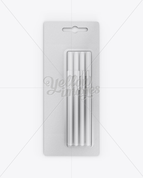 Blister Pack of 4 Pens Mockup