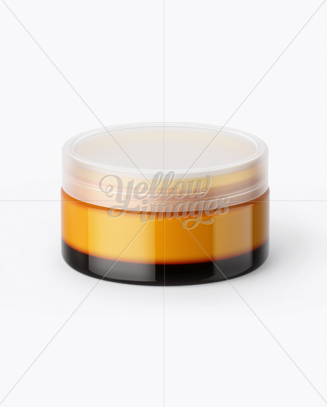 Orange Cream Jar With Transparent Cap Mockup (High-Angle Shot)