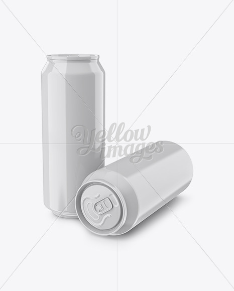 Two 500ml Glossy Aluminium Cans Mockup