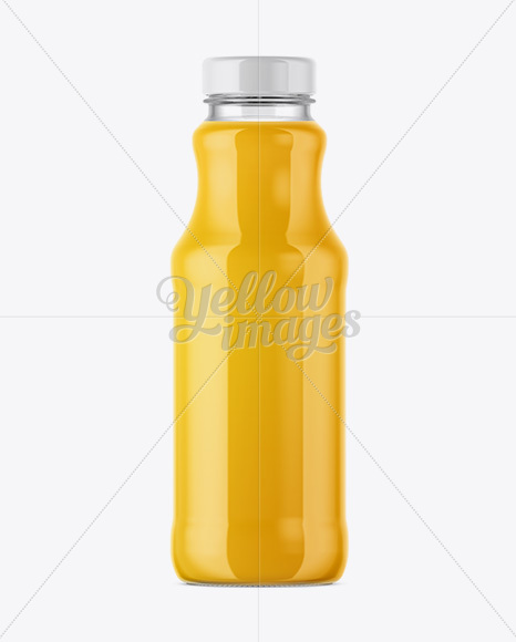 Clear Glass Bottle With Orange Juice Mockup