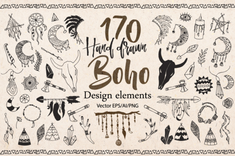 Hand drawn Boho doodles - Tribal