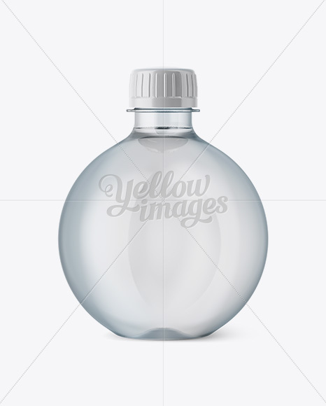 13.5Oz Clear PET Bottle with Water Mockup