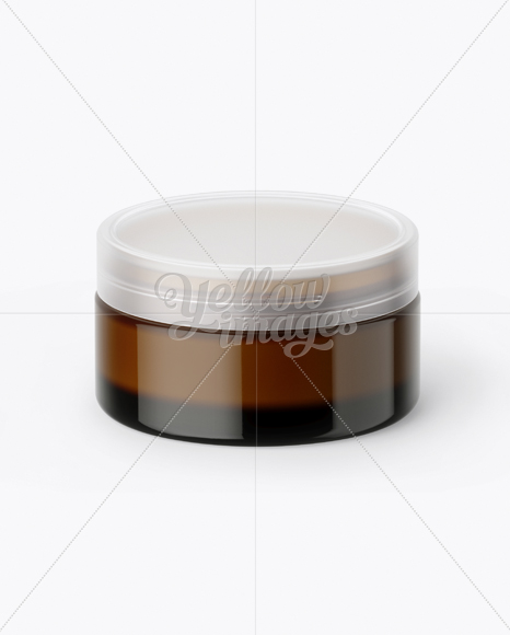 Amber Cream Jar With Transparent Cap Mockup (High-Angle Shot)