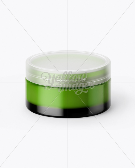 Green Cream Jar With Transparent Cap Mockup (High-Angle Shot)