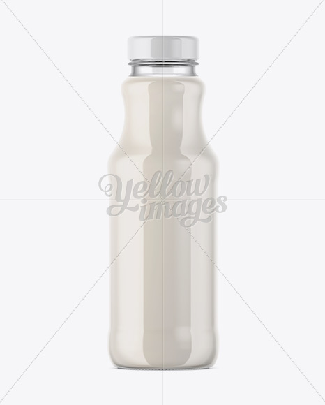 Clear Glass Bottle With Milk Mockup