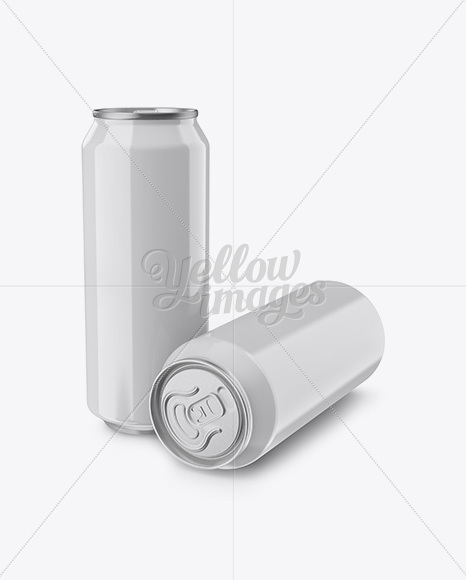 Two 500ml Aluminium Cans W/ Glossy Finish Mockup - Free Download Images