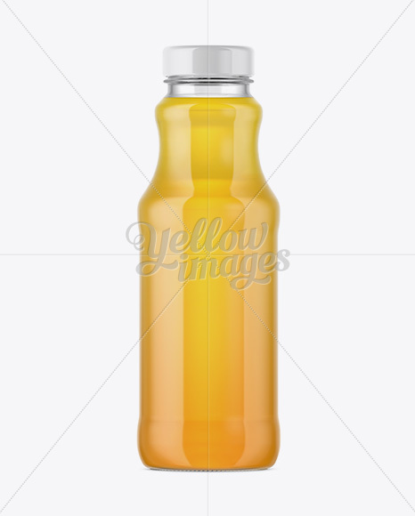 Clear Glass Bottle With Apple Juice Mockup