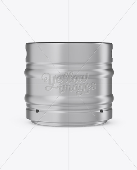 30L Metallic Beer Keg Mockup - Front View (Eye-Level Shot)