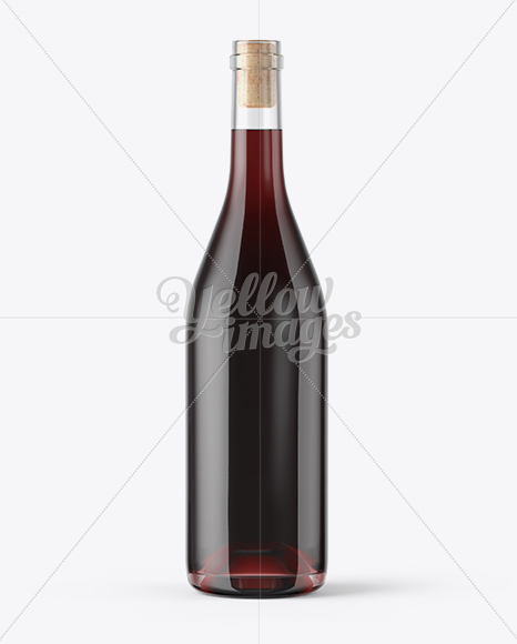 Clear Glass Red Wine Bottle With Cork Mockup