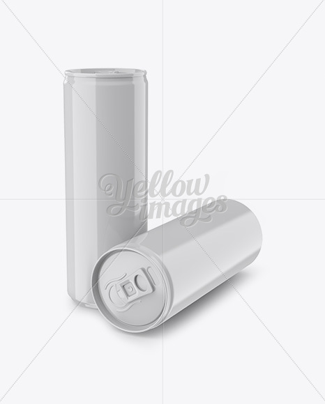 Two 250ml Glossy Aluminium Cans Mockup