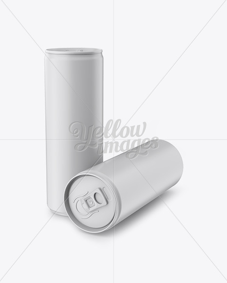 Two 250ml Matte Aluminium Cans Mockup