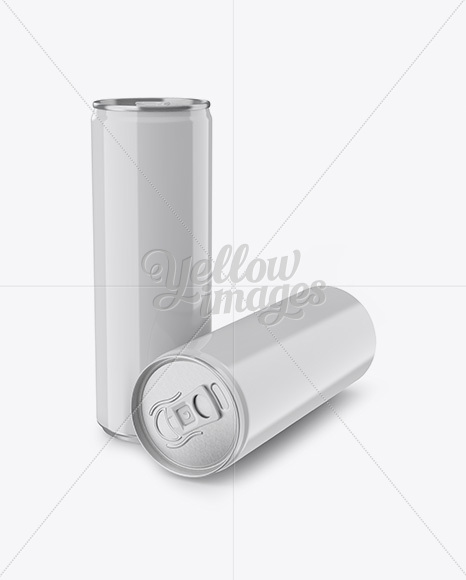 Two 250ml Aluminium Cans W/ Glossy Finish Mockup - Free Download Images