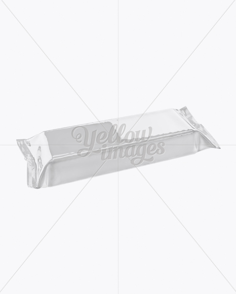 Glossy Snack Bar Mockup - Front Half Side View (High-Angle Shot)