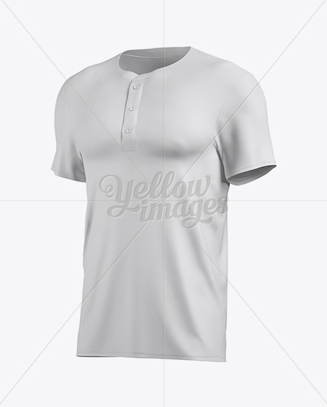 Men's T-Shirt With Buttons Mockup - Half Side View