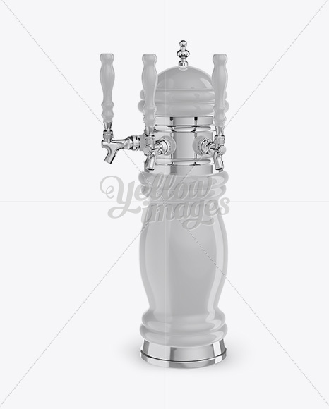 Glossy Beer Tower Mockup - Half Side View