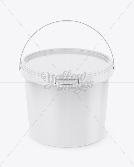 Plastic Bucket Mockup - Front View (High-Angle Shot)