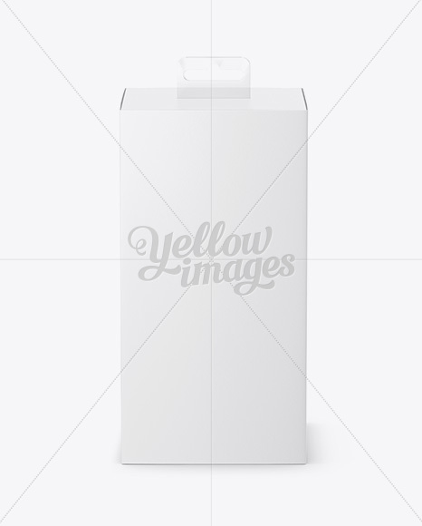 Textured Carton Box with Hang Tab Mockup - Front View (high-angle shot)