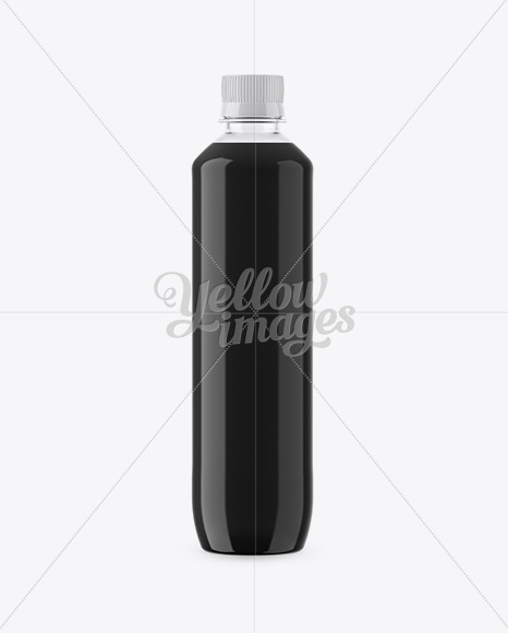 500ml Clear PET Bottle W/ Black Water Mockup